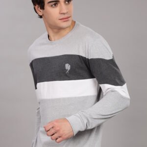 RFS010 || Grey Trio || Round Neck Full Sleeve T-Shirt