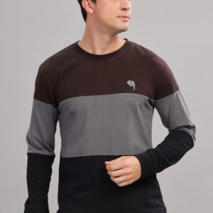 FS006 || Brown Trio || Full Sleeve Round Neck T-Shirt