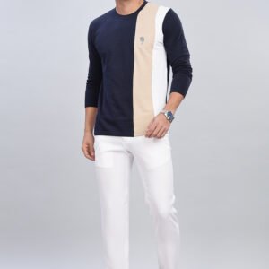 RFS009 || Navy Trio || Round Neck Full Sleeve T-Shirt