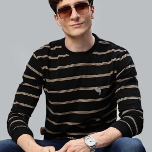 RFS008 || Black Stripes || Round Neck Full Sleeve T-Shirt