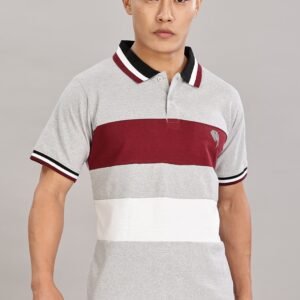 PR40 || Grey Melange Cut & Sew || 100% Cotton Polo T-Shirt