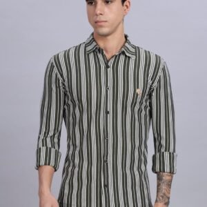 PR3 Shirts 008 – Olive Stripes || Full Sleeve Shirt